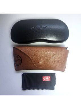 Ray Ban Eye Sun Glasses Case Lot of 2 Hard Clamshell and Soft Leather Case